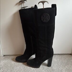 Black Tory Burch Claudia Suede Knee-High Women's Boots